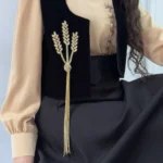 سخمه جواهردوزی طرح گندم آویزدار طلایی کد 1176