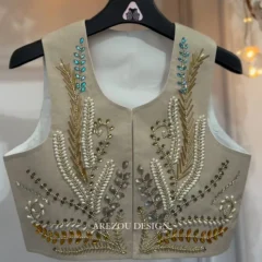 سخمه جواهردوزی طرح گندم هارمونی زمینه کرم کد 1167