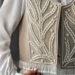 سخمه لینن خوشه آویزدار کرم و آبی آماده ارسال - Image 4