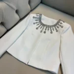 کراپ کت یقه مصری سفید آماده ارسال